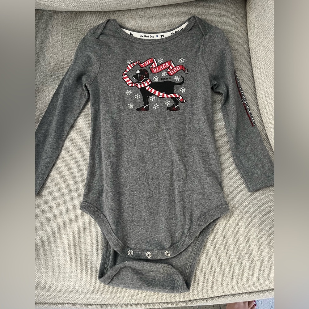 Black Dog Winter Long Sleeve Onesie